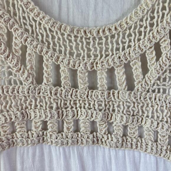 Darlin White Sleeveless Dress/Beach Coverup NO SIZE TAG see measurements Boho - Picture 2 of 9